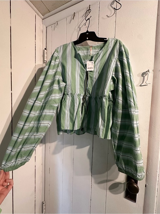 Free People Tops - FREE PEOPLE NWT Stripped Blouse tie front top
